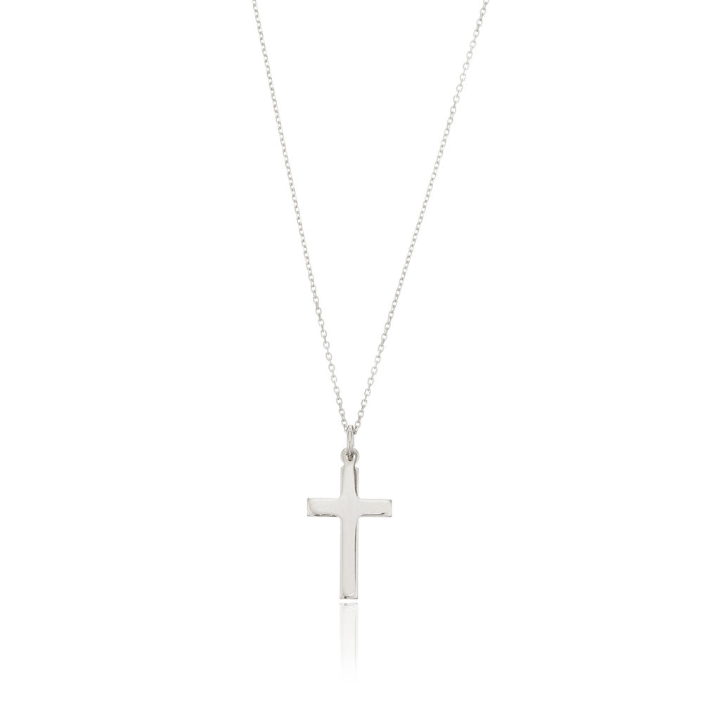 Solid White Gold Cross Necklace