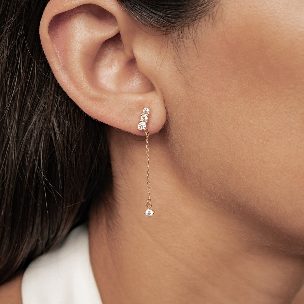 Crystal Bar Dangle Earrings Sterling Silver