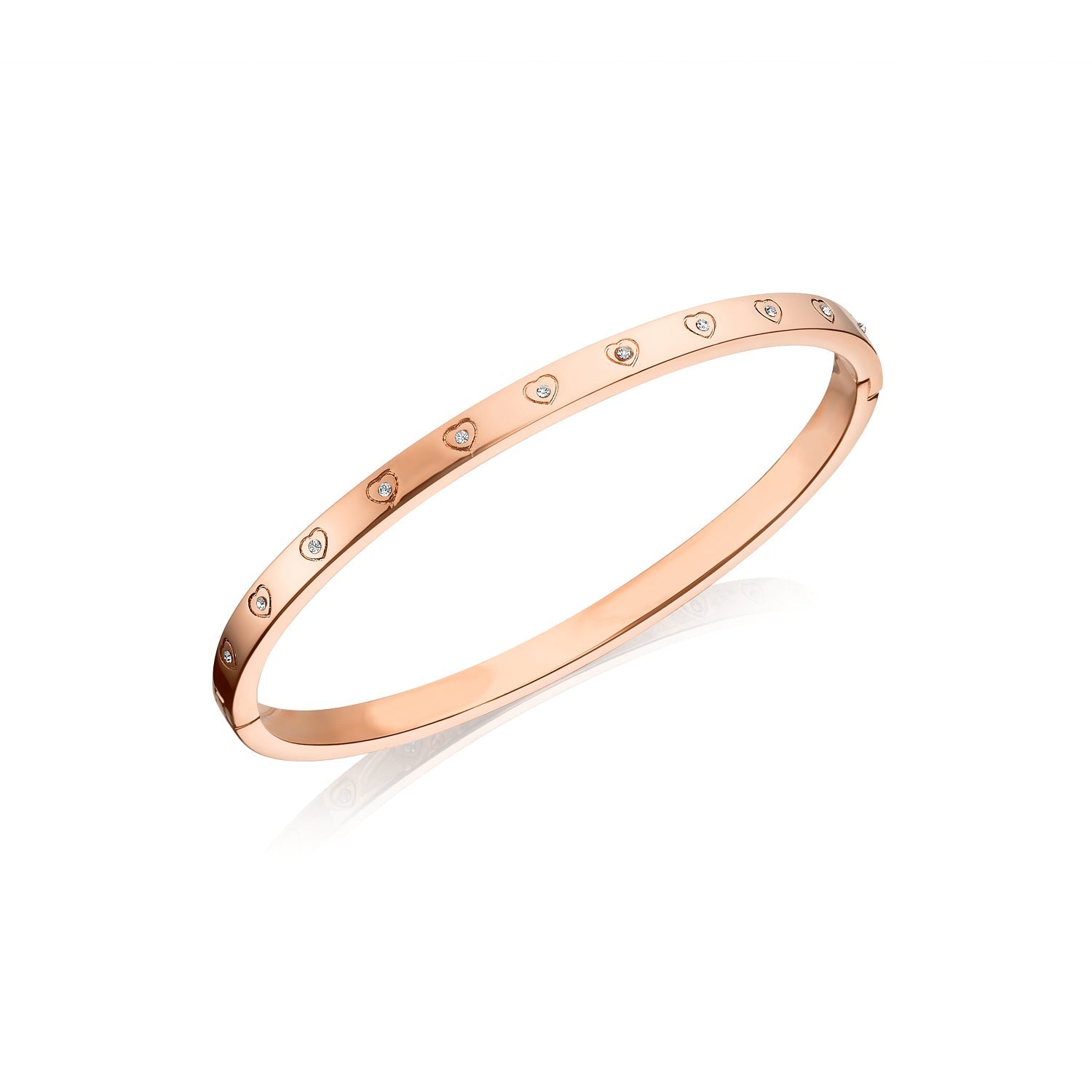 Crystal Heart Bangle (Rose Gold)
