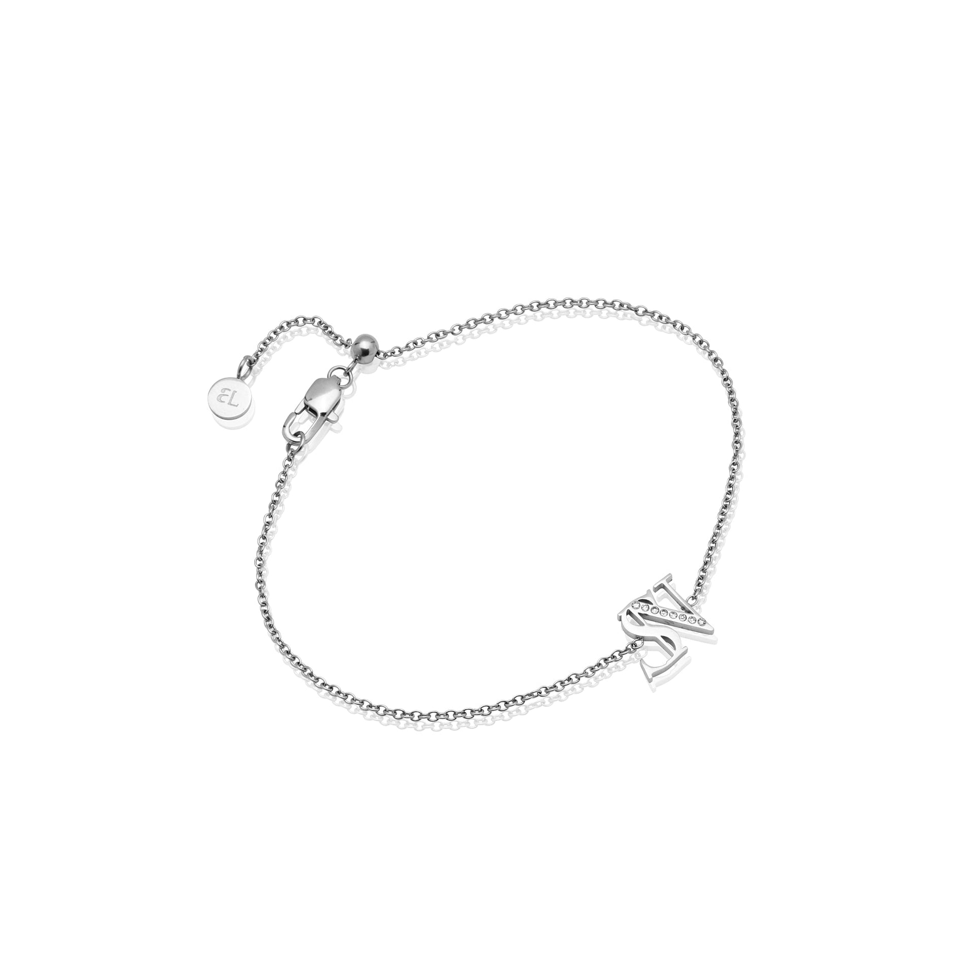 Double Initial Crystal Bracelet (Silver)