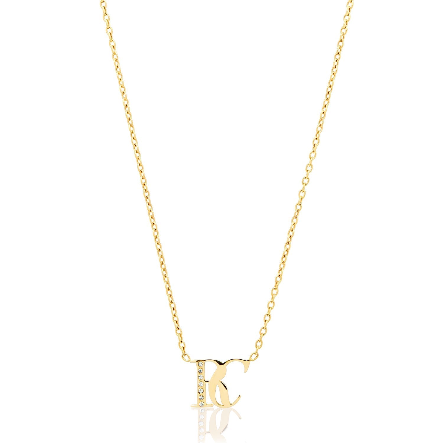 Double Initial Crystal Necklace (Gold)