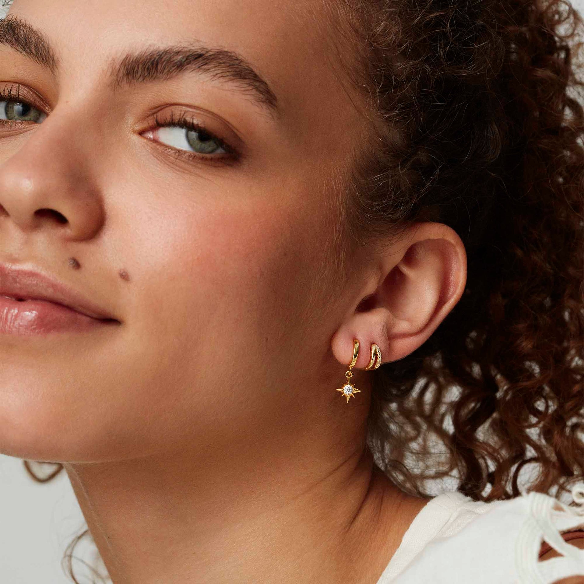 Crystal Star Hoops Gold