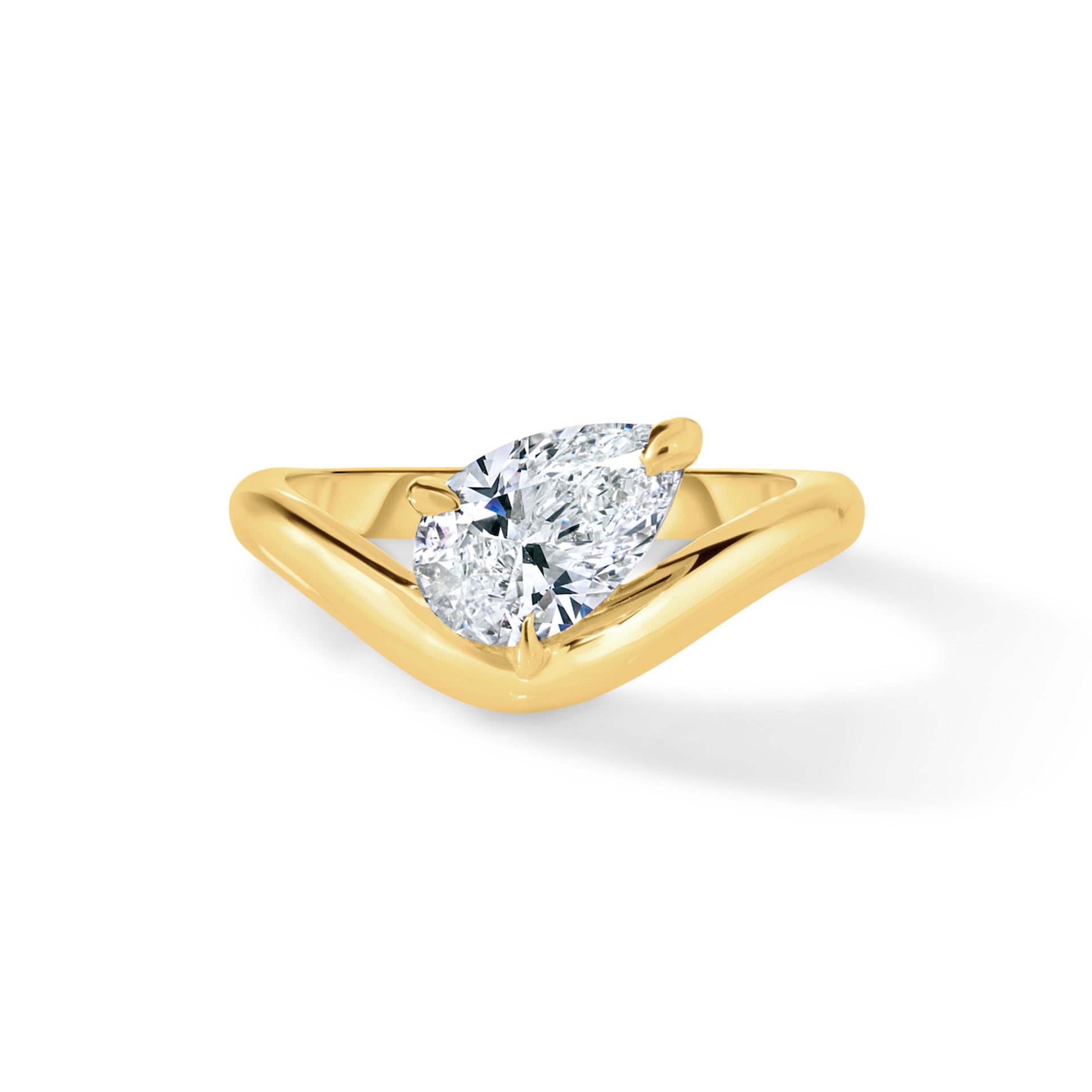 Curved Pear Diamond Pinky Ring
