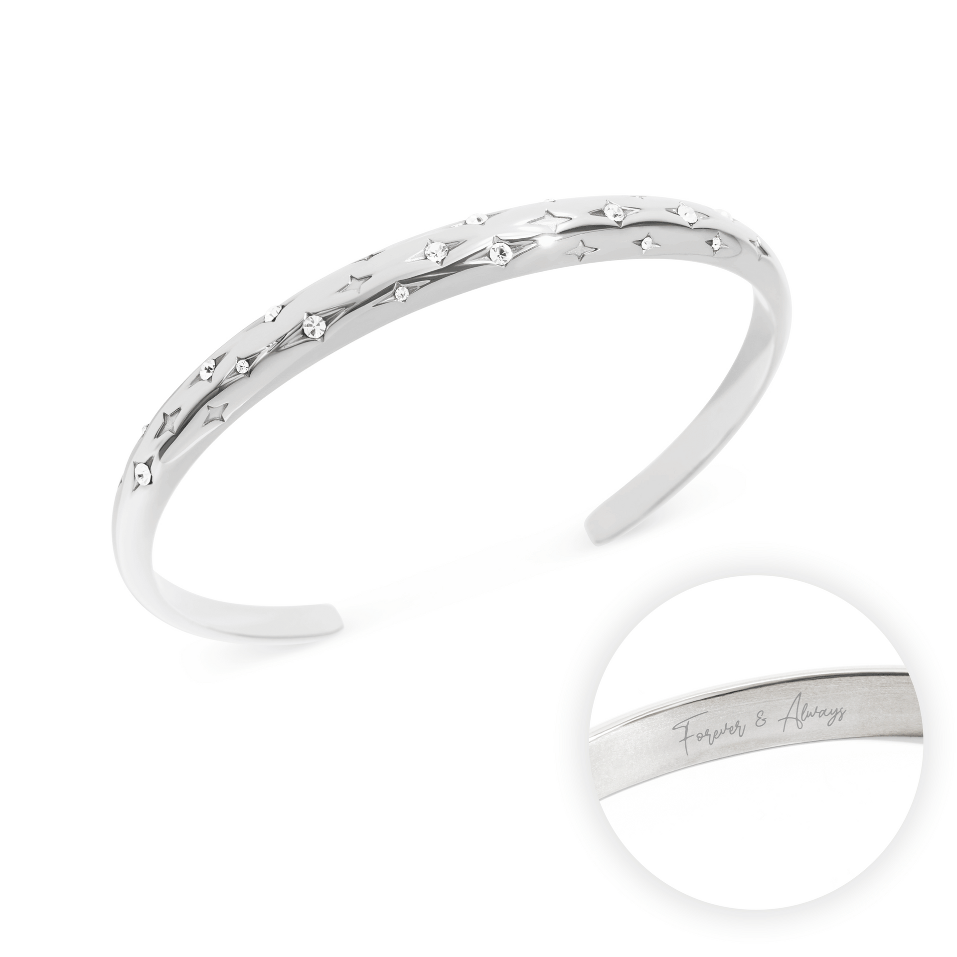 Custom Moon and Back Bangle (Silver)