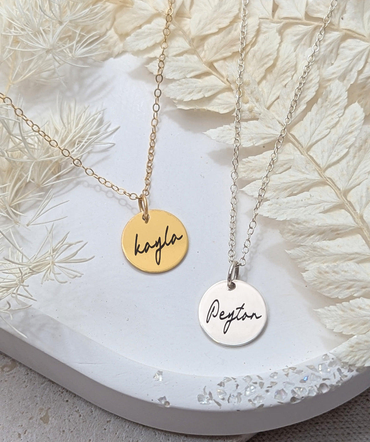 Custom Name Disc Necklace - Dainty Name Necklace