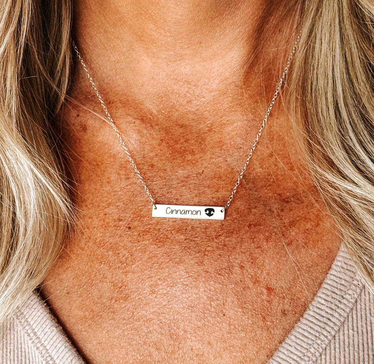 Custom Nose Print Bar Necklace