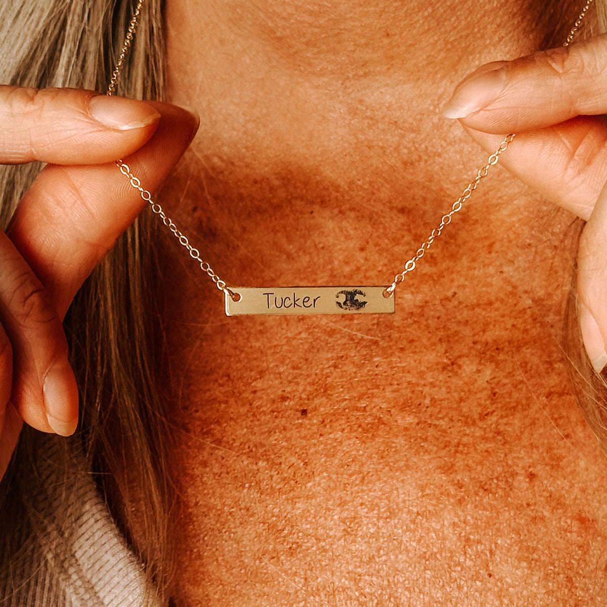 Custom Nose Print Bar Necklace
