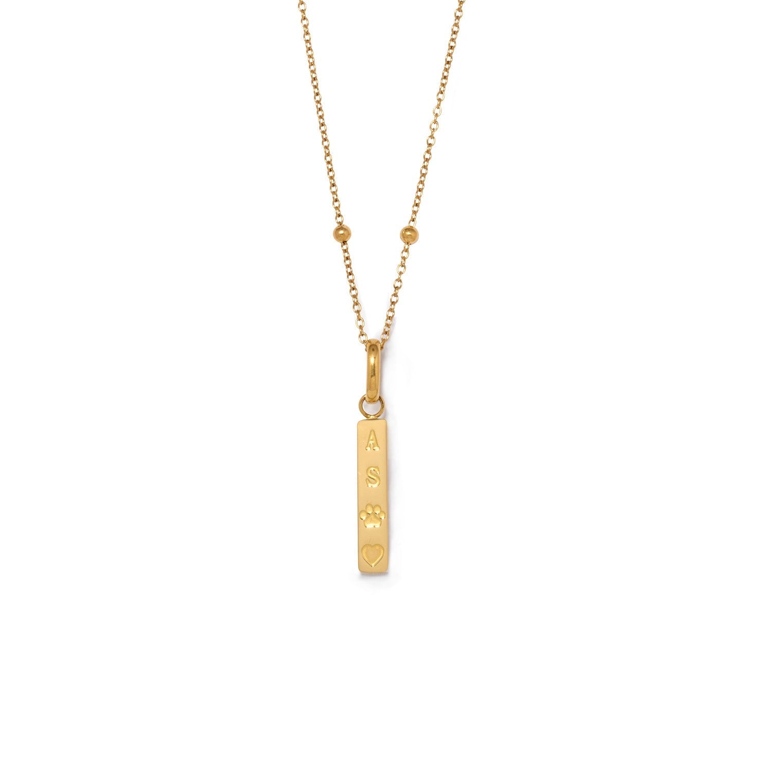 Custom Stamped Bar Pendant Necklace (Gold)