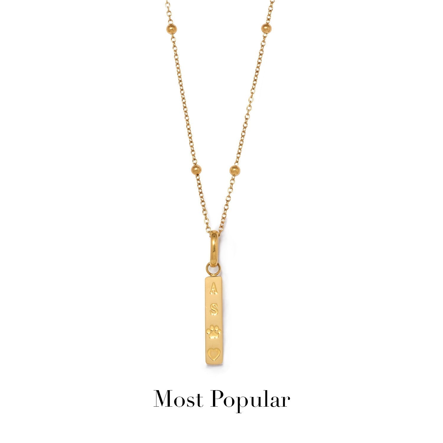 Custom Stamped Bar Pendant Necklace (Gold)