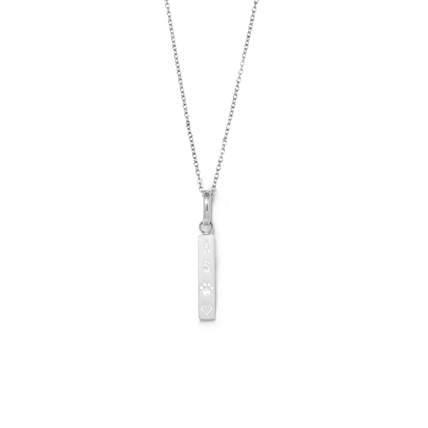 Custom Stamped Bar Pendant Necklace (Silver)