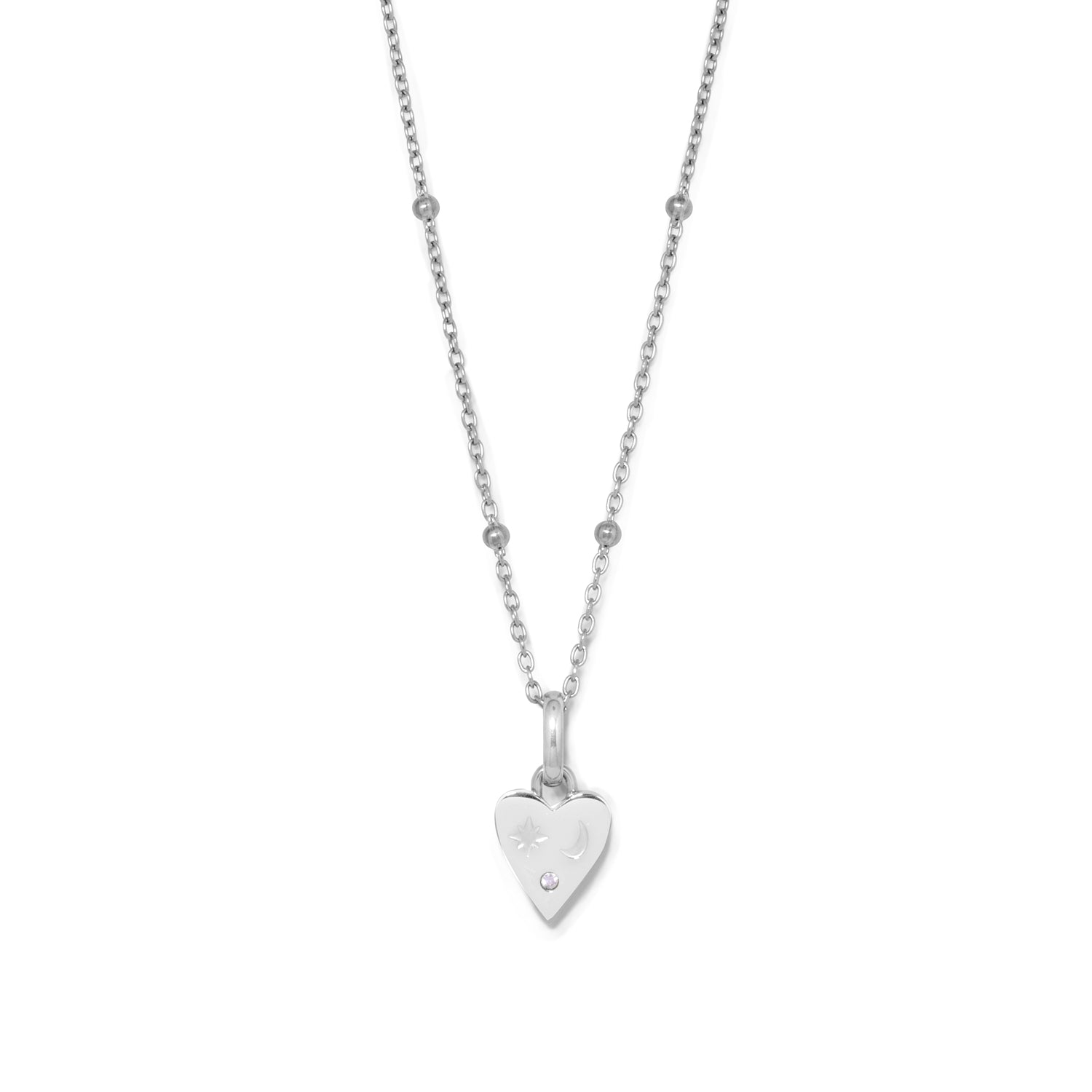 Custom Stamped Heart Pendant Necklace (Silver)