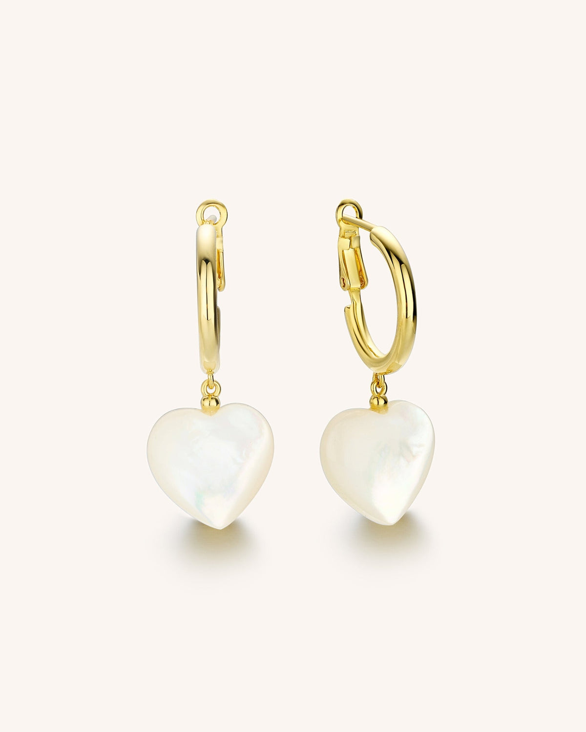 Milky White Heart Hoops