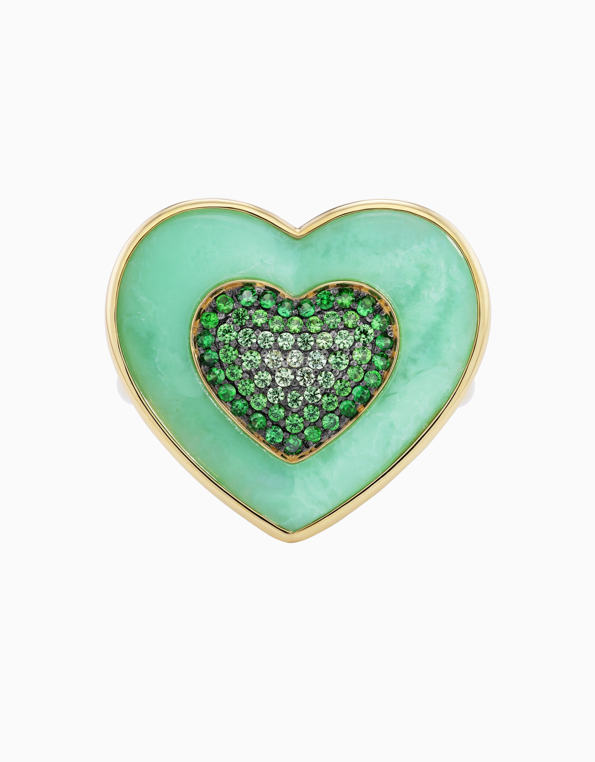 Rock Heart Ring - Tsavorite, Chrysoprase