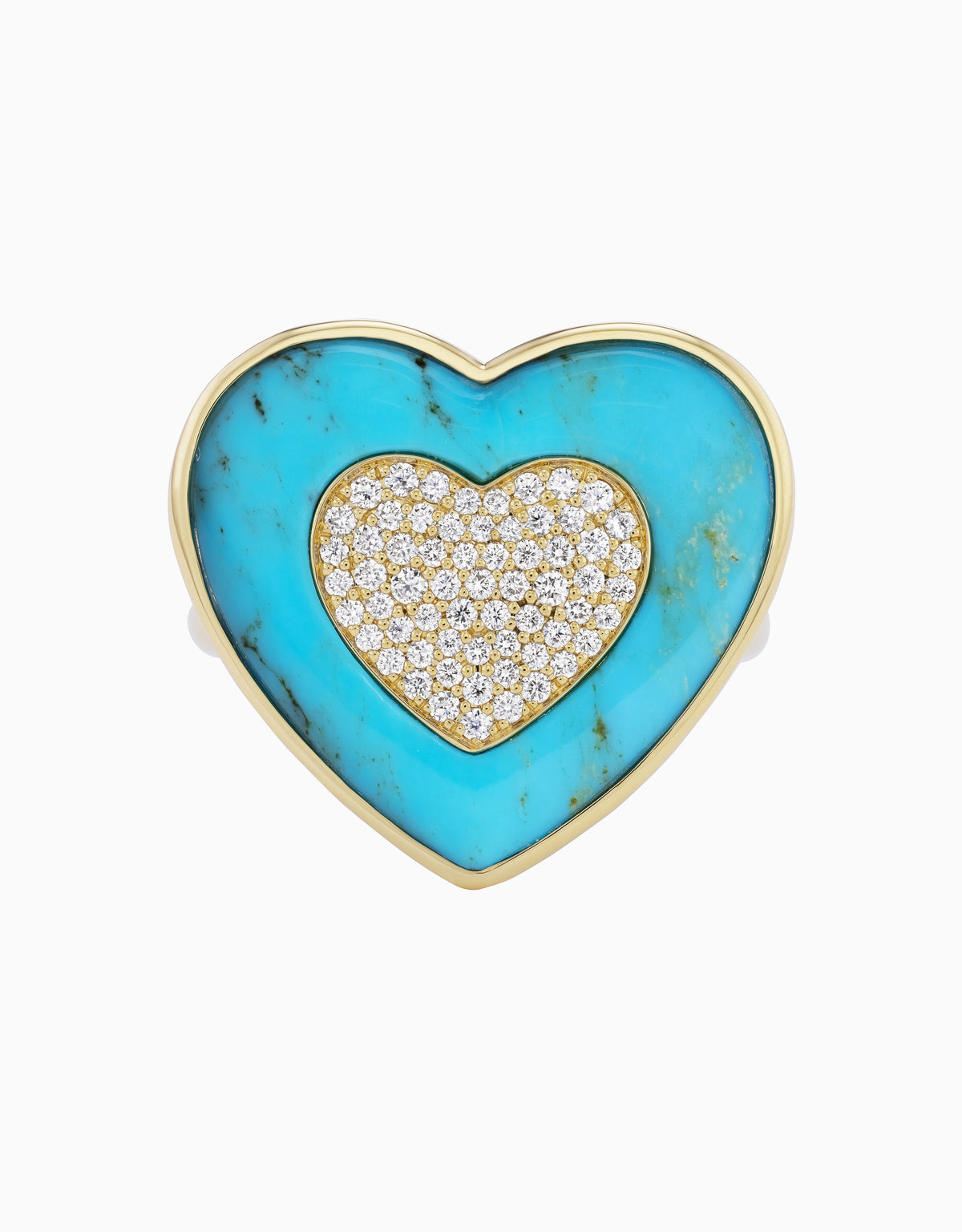 Rock Heart Ring - Diamond, Turquoise