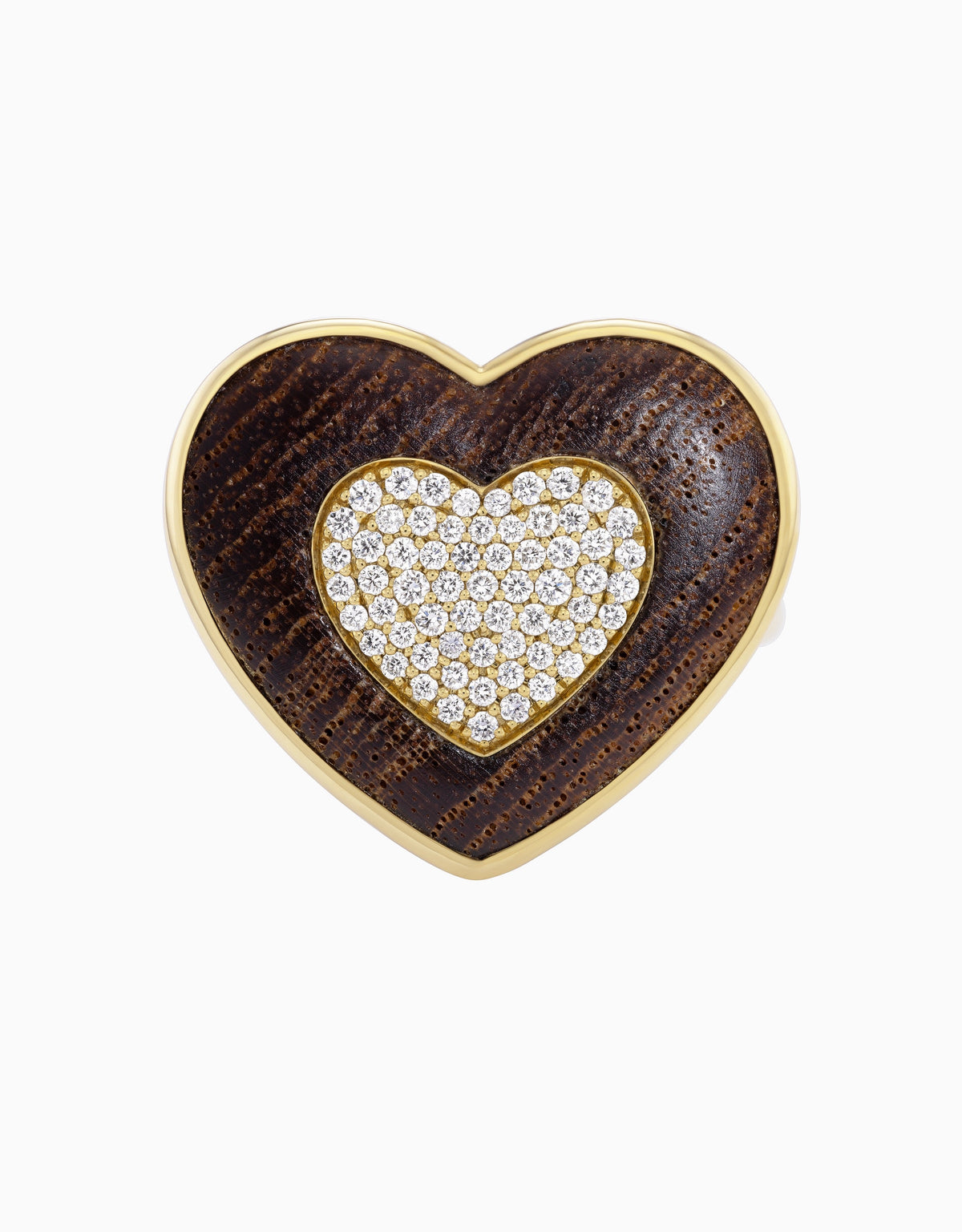 Rock Heart Ring - Diamond, Wood
