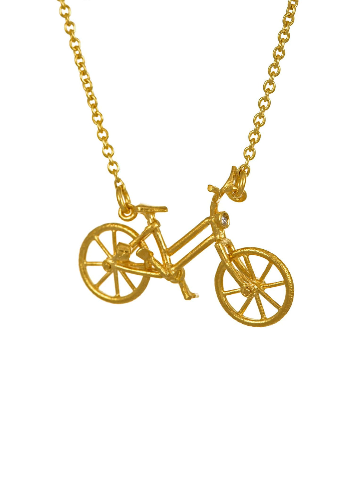 Vintage Bicycle Necklace with Gemstone Lights