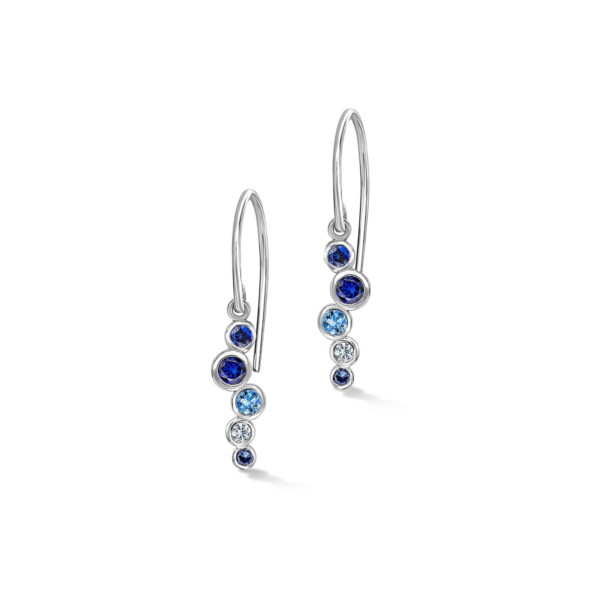 18k Gold Blue Sapphire & Aquamarine Cascade Earrings