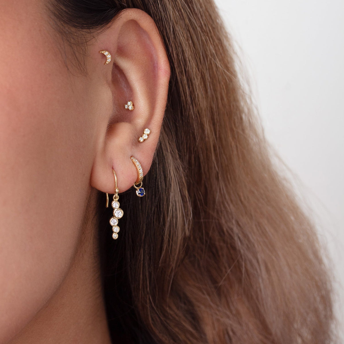 18k Gold Diamond Small Cascade Drop Earrings - 0.33ct
