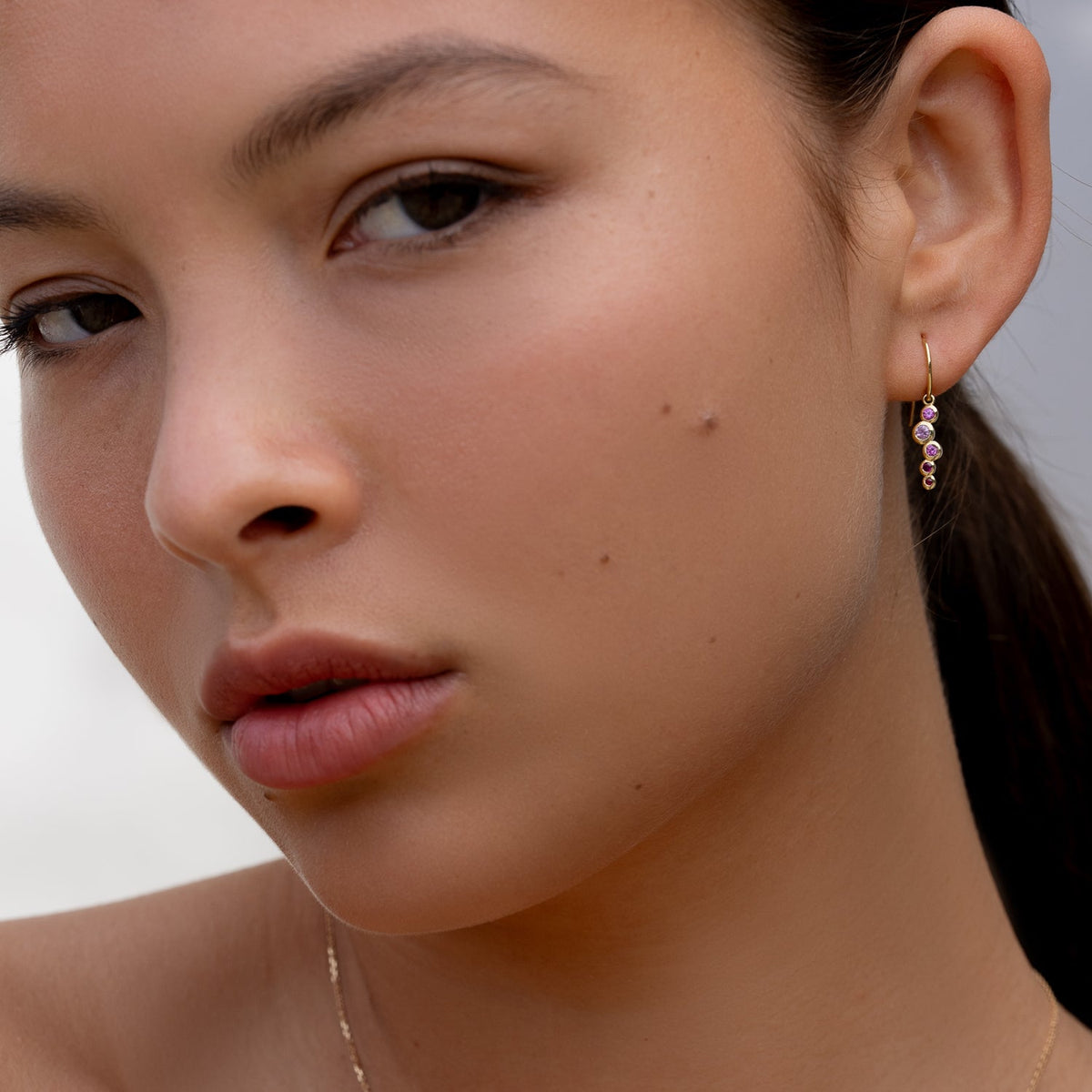 18k Gold Sapphire & Ruby Small Cascade Earrings