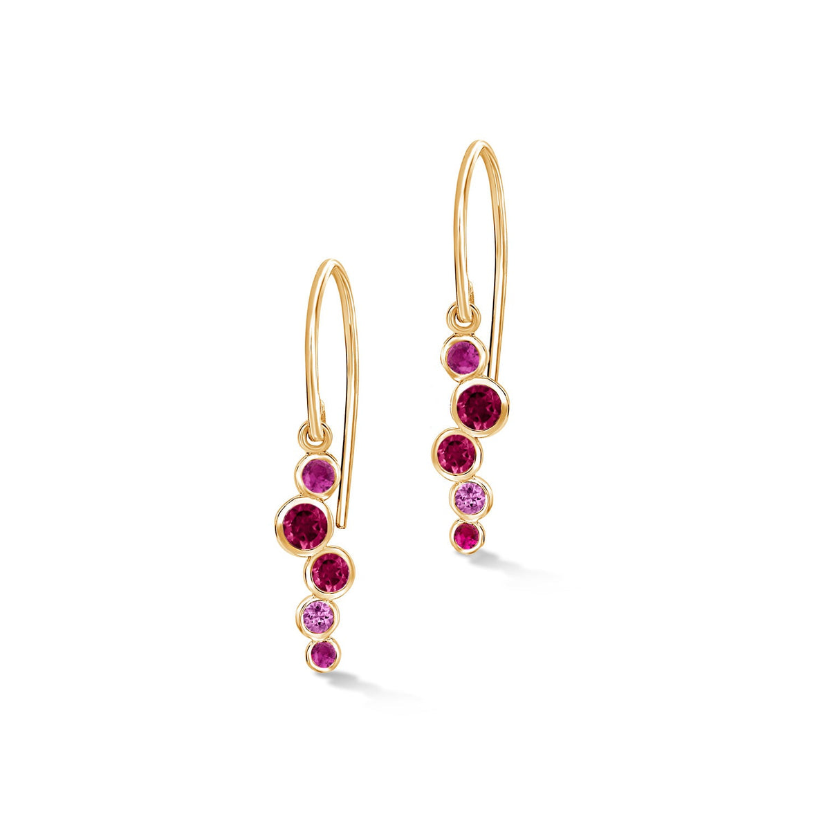 18k Gold Sapphire & Ruby Small Cascade Earrings