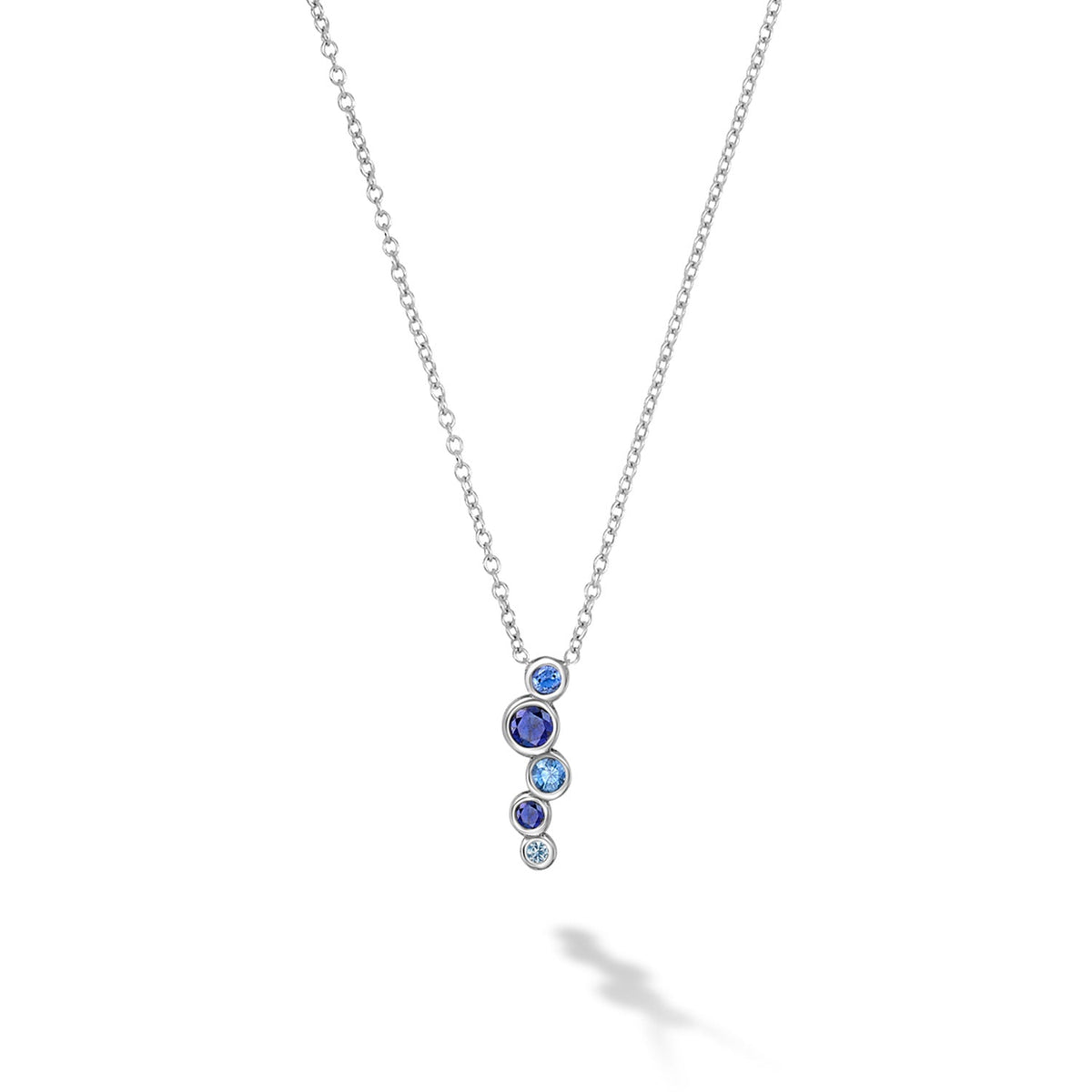 18k Gold Sapphire & Aquamarine Small Cascade Pendant