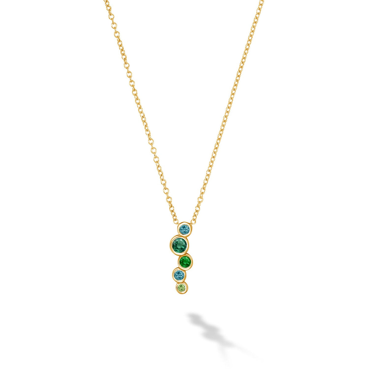 18k Gold Emerald Green Small Cascade Pendant