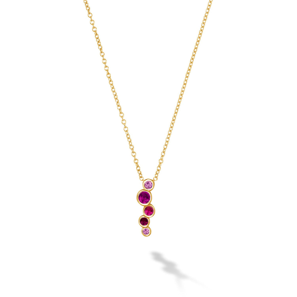 18k Gold Pink Sapphire & Ruby Small Cascade Pendant
