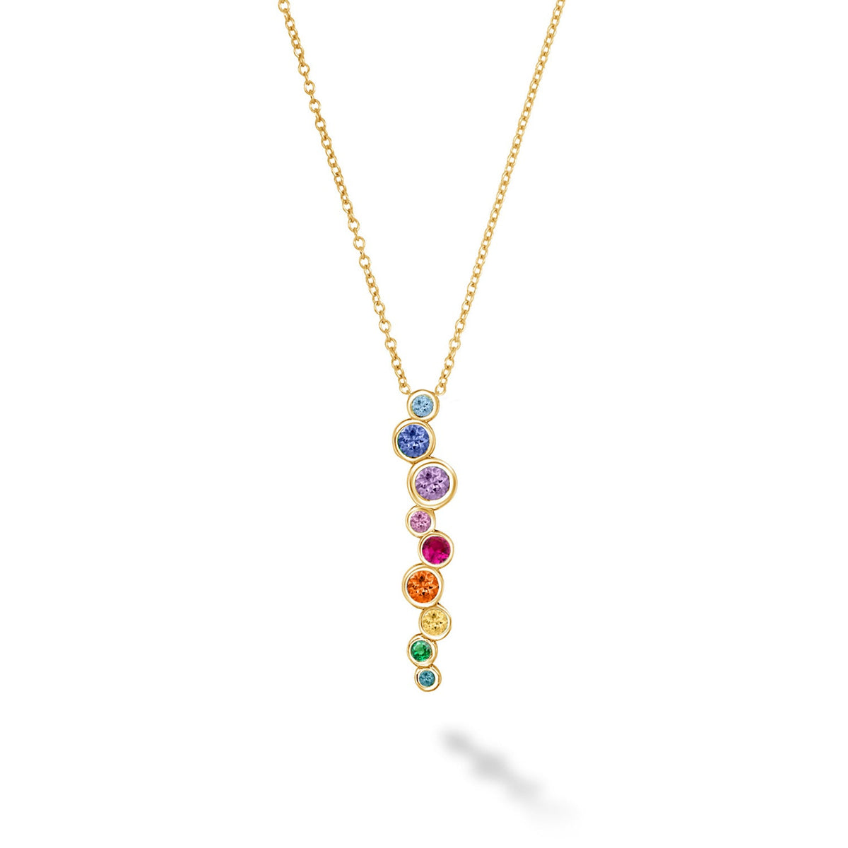 18k Gold Rainbow Long Cascade Pendant