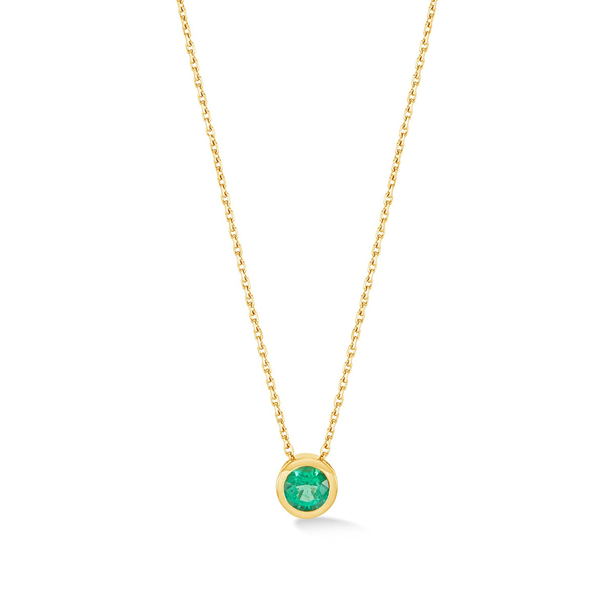 18k Gold Solitaire Cascade Emerald Pendant