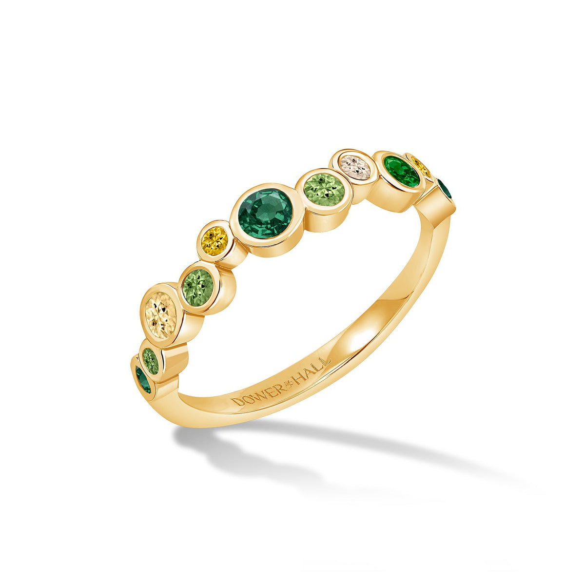 18k Gold Emerald Citrus Green Cascade Ring - 0.50ct