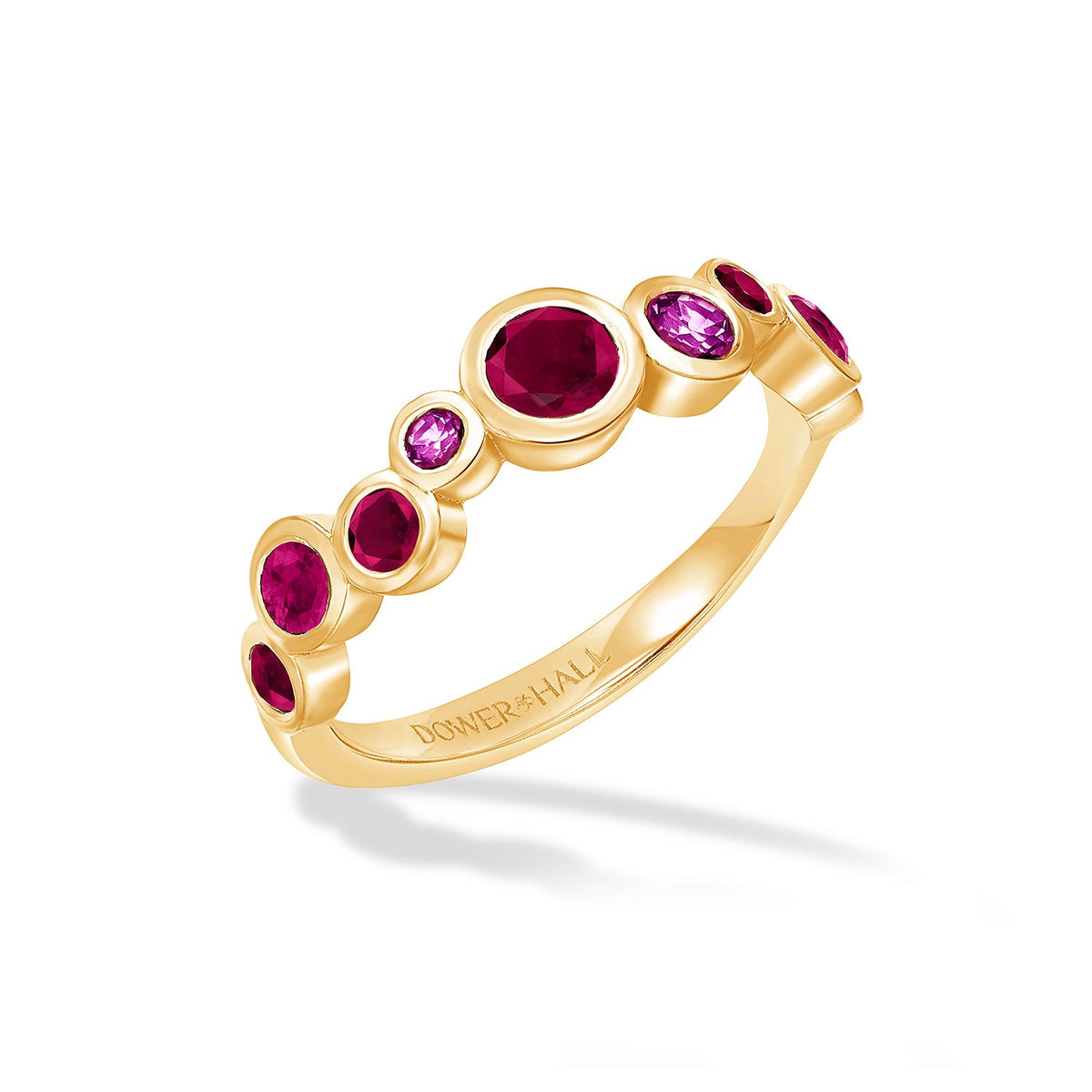 18k Gold Ruby & Pink Sapphire Cascade Ring - 0.75ct