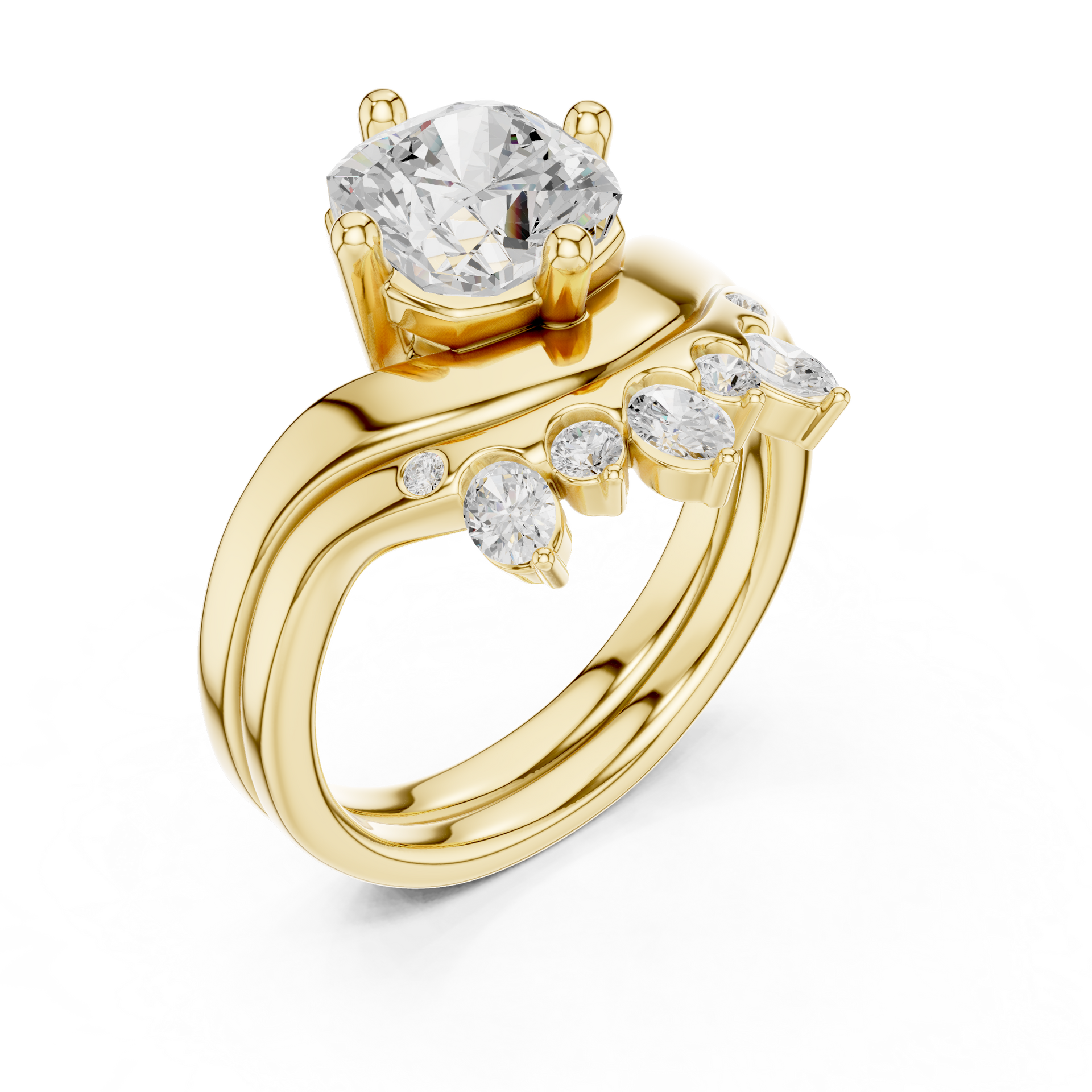 3.47Ct Round-Cut Lab-grown Diamond Ring in 10K Yellow Gold