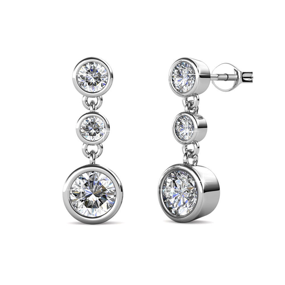 Bailey 18k White Gold Plated Dangle Stud Earrings with Swarovski Crystals