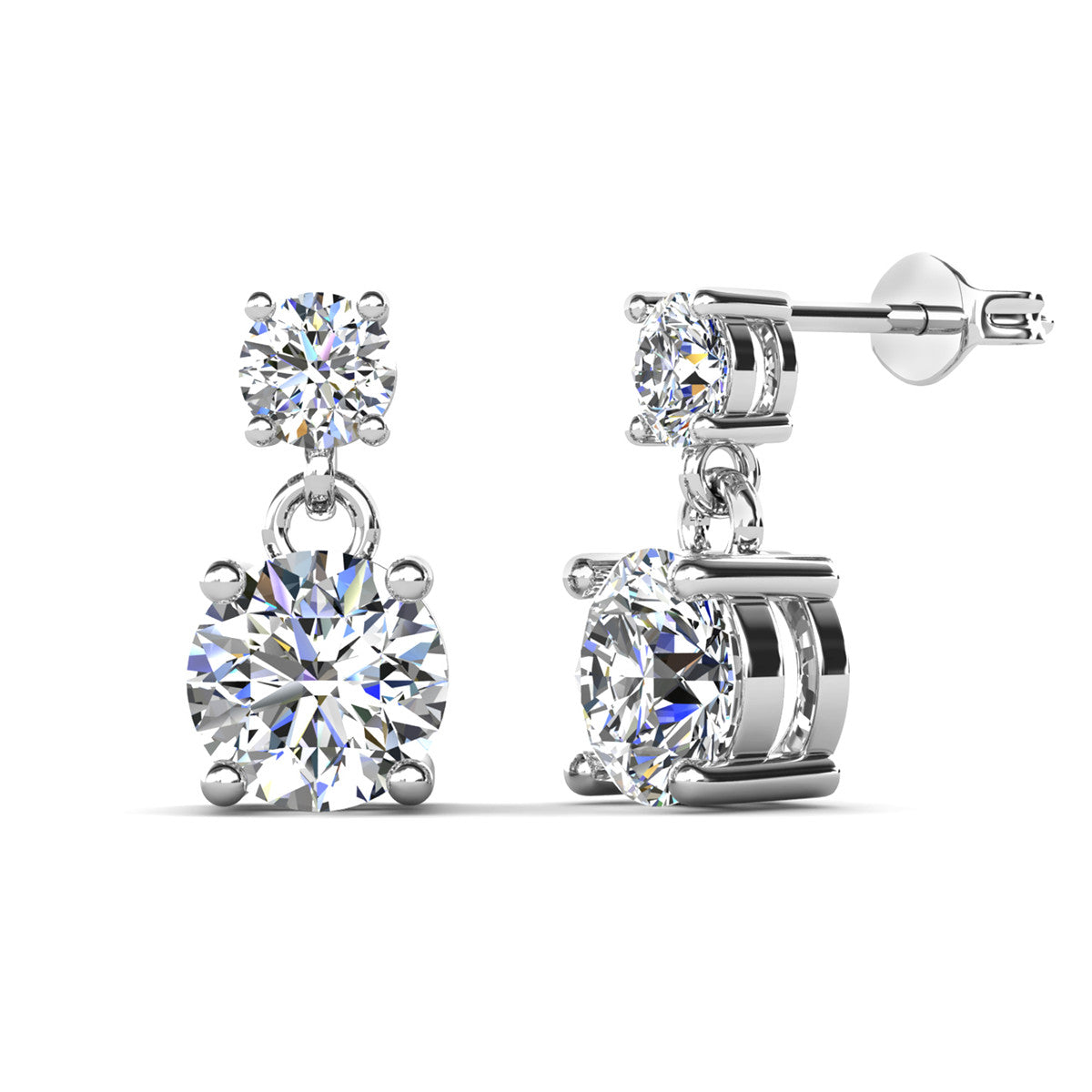 Jasmine 18k White Gold Plated Drop Earrings with Swarovski Crystals