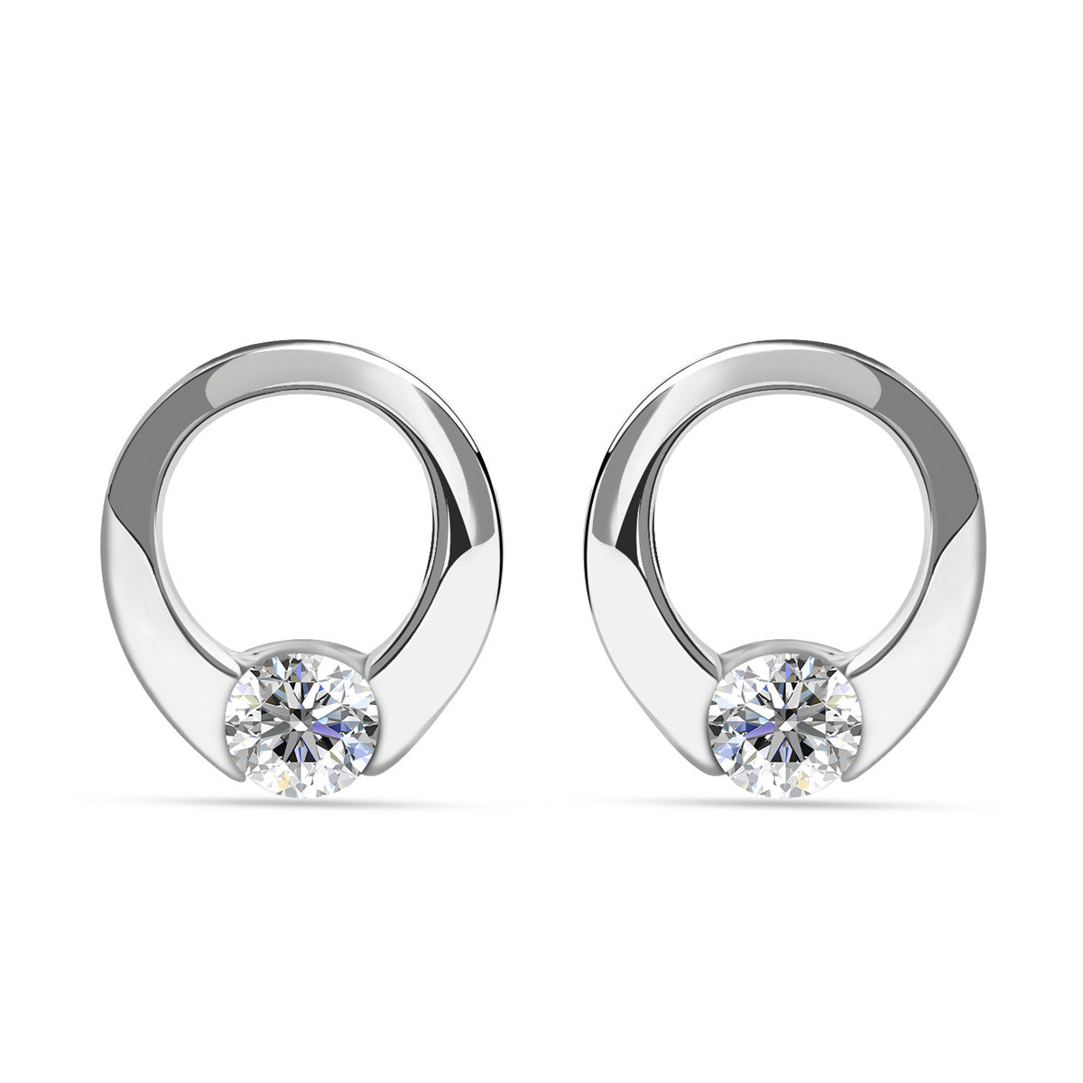 Dahlia 18k White Gold Plated 12mm Hoop Earrings with Swarovski Crystal