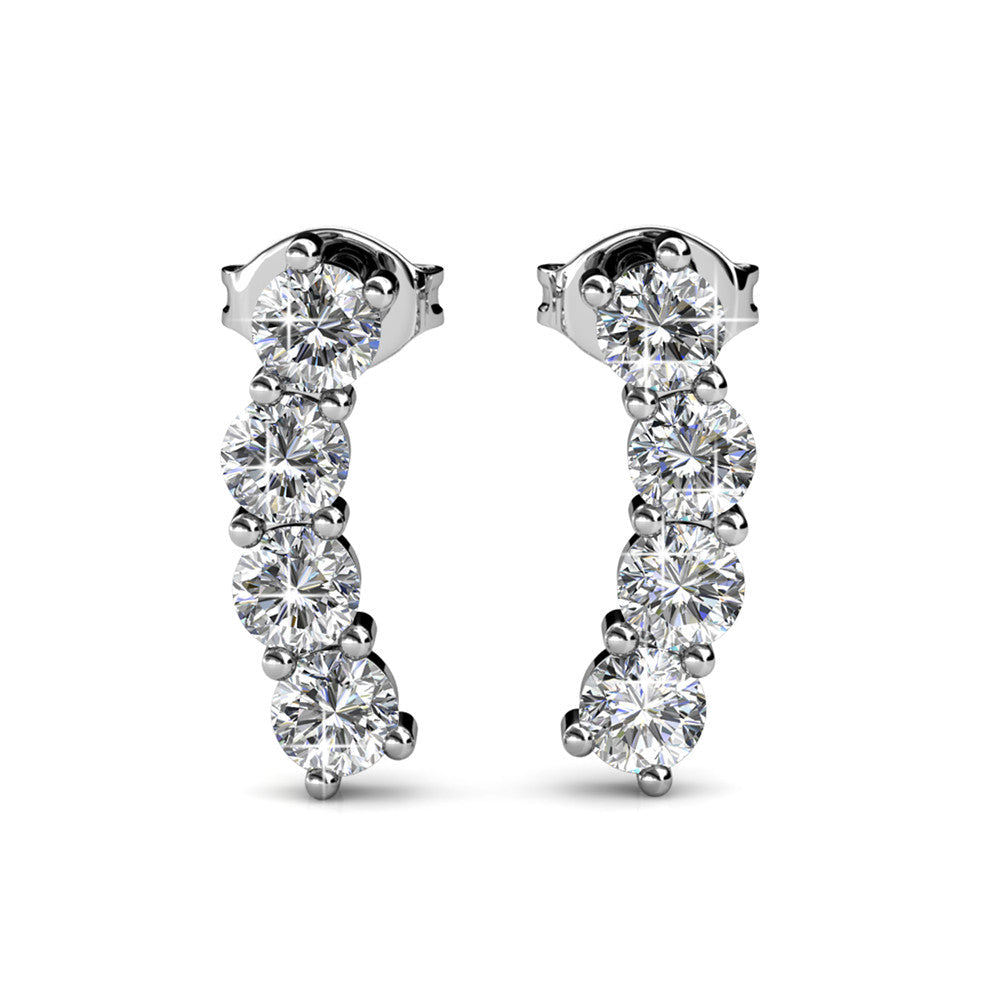 Aubree 18k White Gold Plated Drop Stud Earrings with Swarovski Crystals
