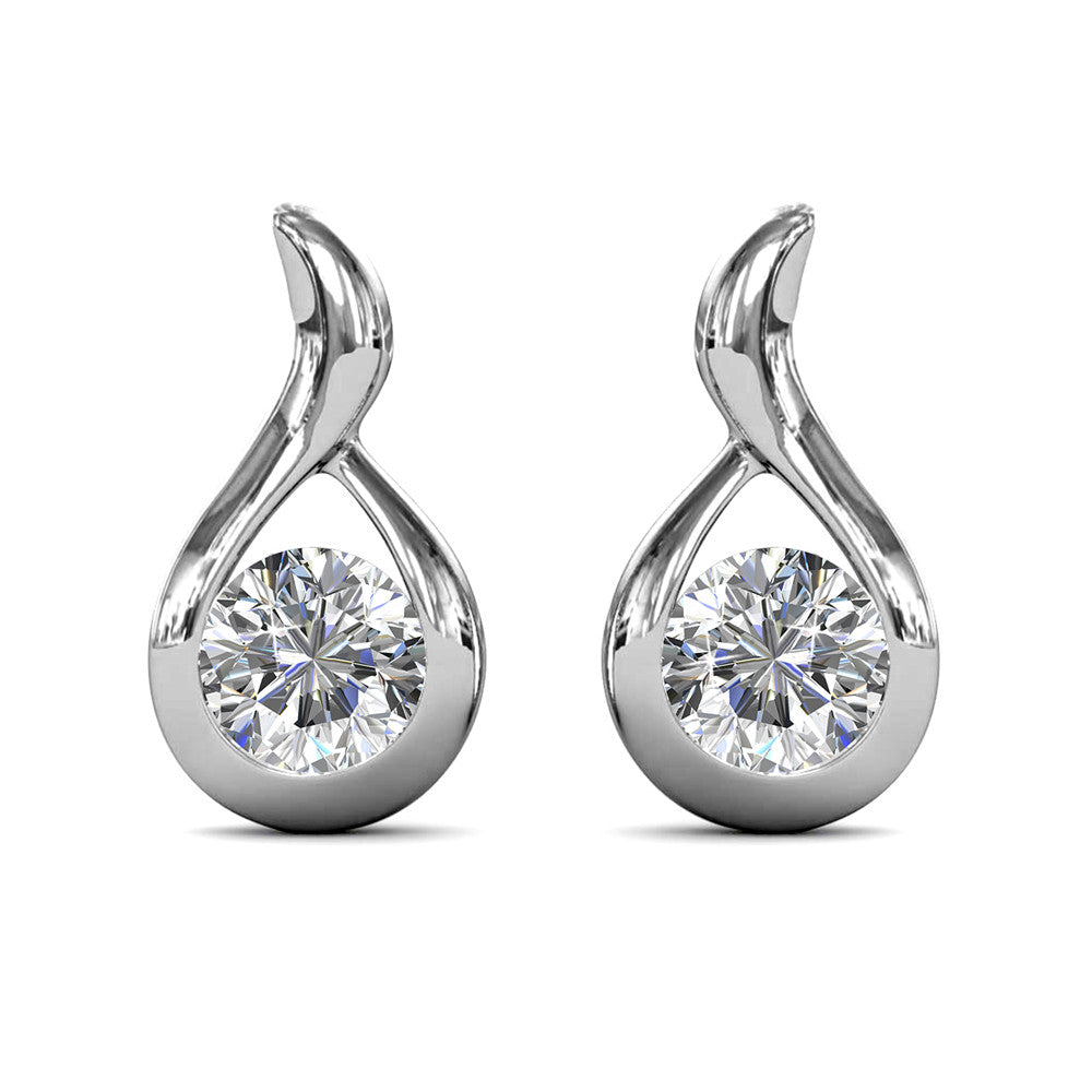 Parker 18k White Gold Plated Teardrop Stud Earrings with Swarovski Crystals