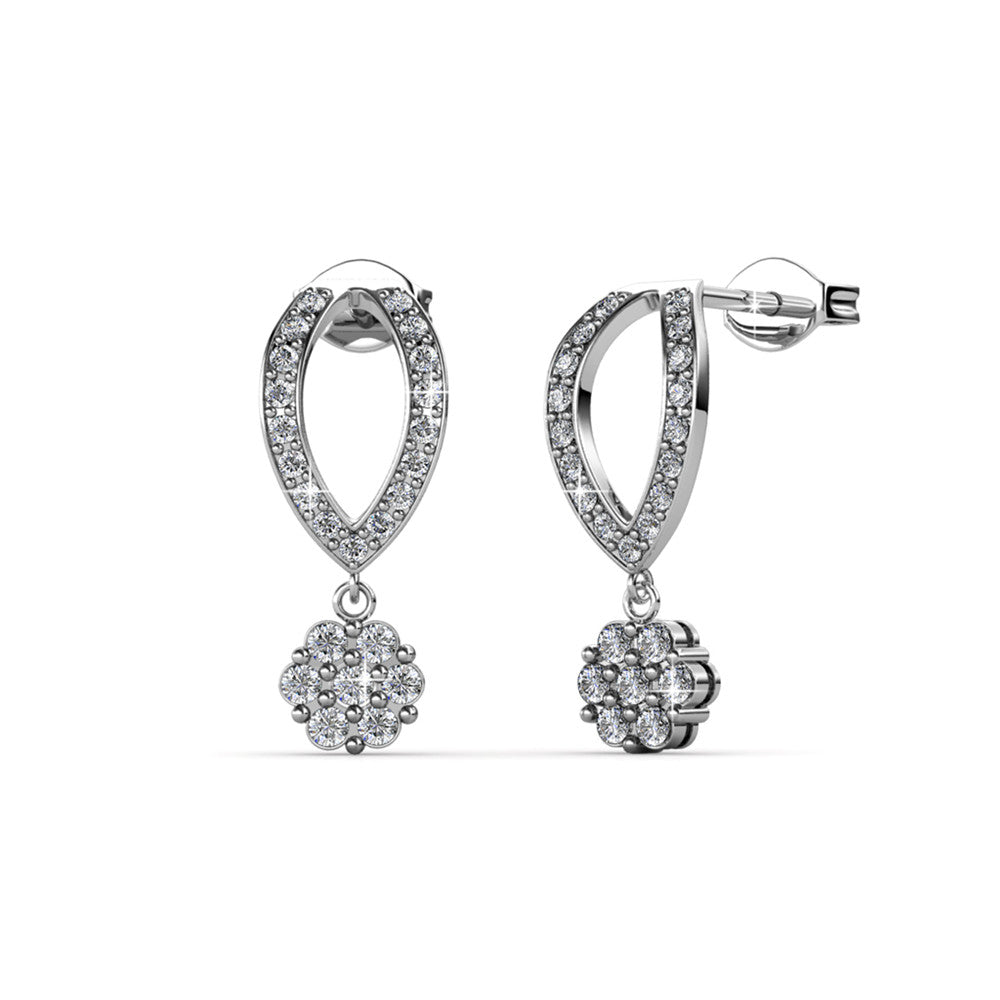 Megan 18k White Gold Plated Diamond Dangle Stud Earrings with Swarovski Crystals