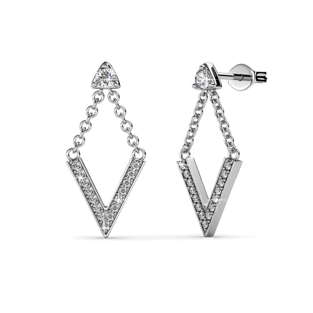 Francesca 18k White Gold Plated Dangle Earrings with Swarovski Crystals