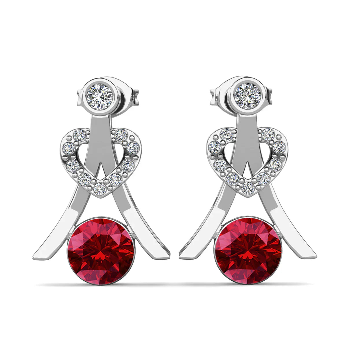 Serenity Birthstone 18k White Gold Plated Drop Earrings with Round Cut Swarovski Crystals