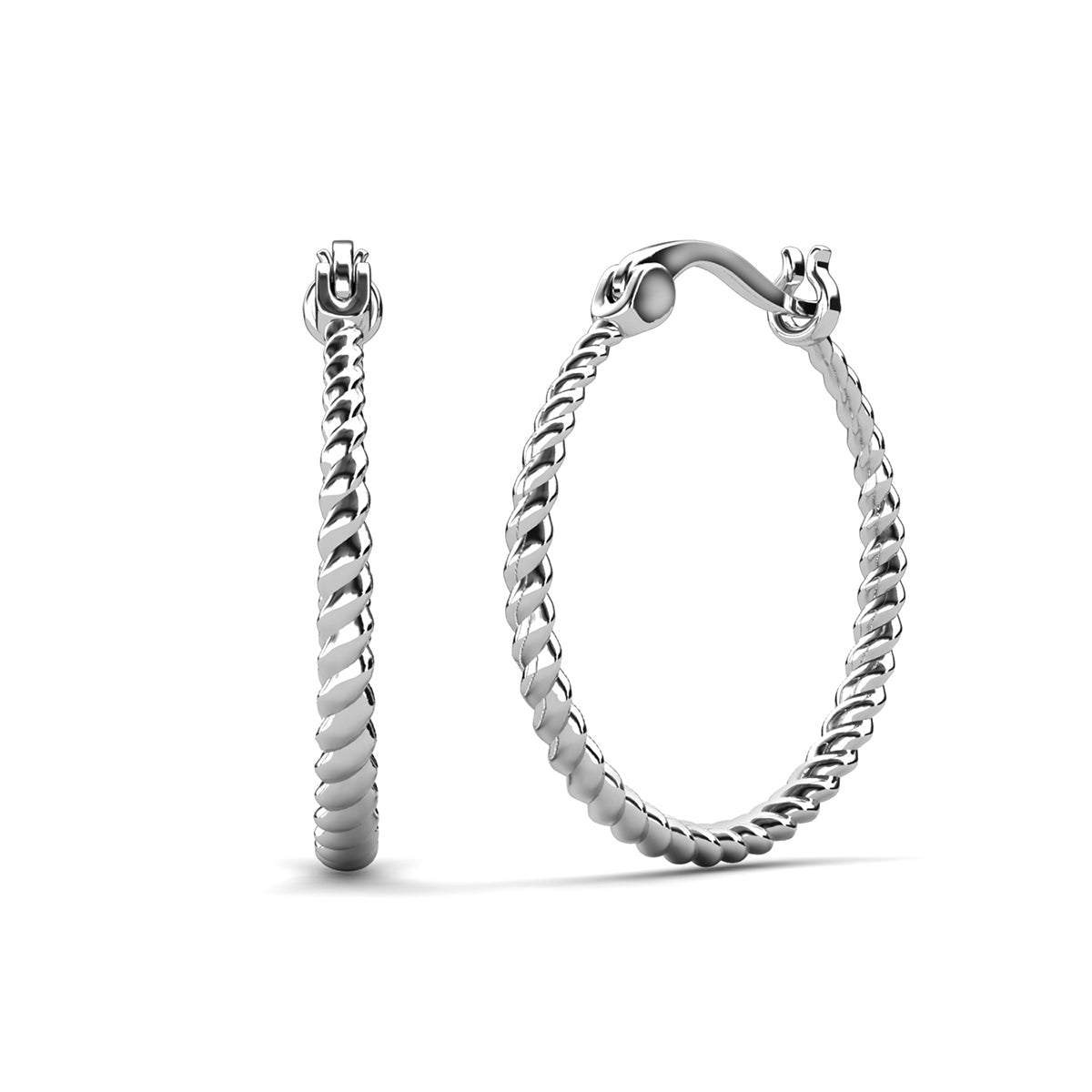 Matilda 18k White Gold Plated 25mm Twisted Hoop Earrings
