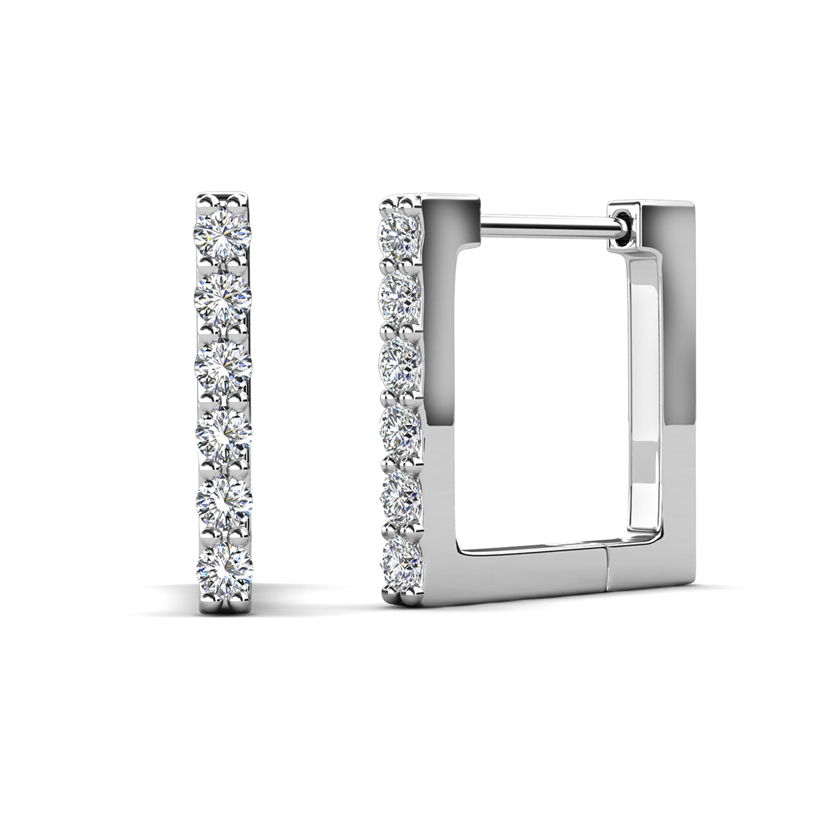 Sydney 18k White Gold Plated 14mm Square Hoop Earrings with Swarovski Crystals