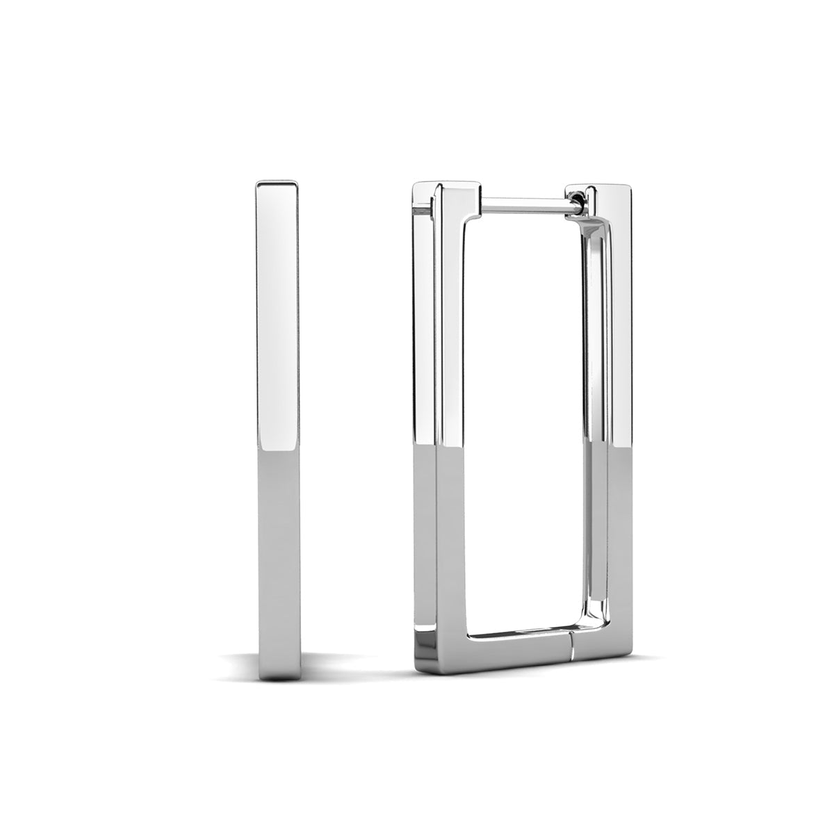 Annalise 18k White Gold Plated Silver Square Hoop Earrings