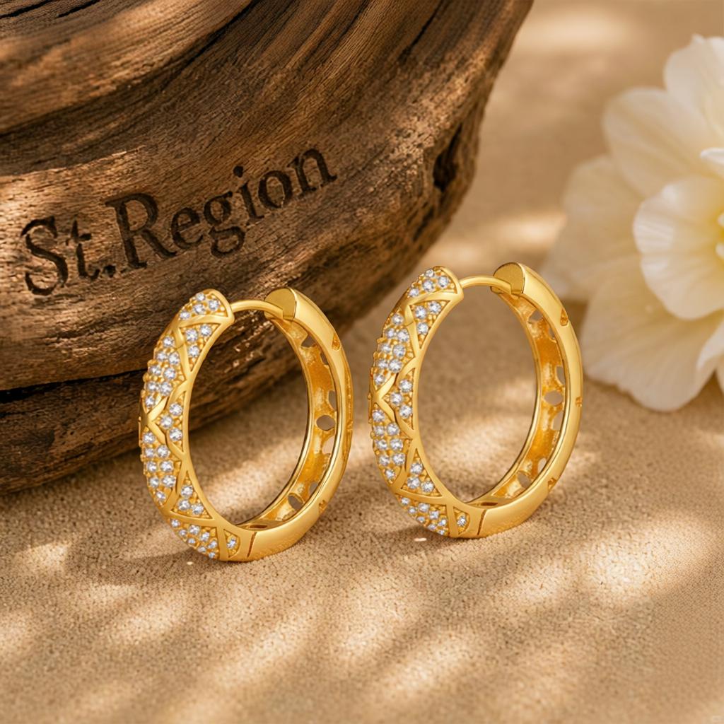 Cubic Zirconia & 18K Gold-Plated Huggie Earring
