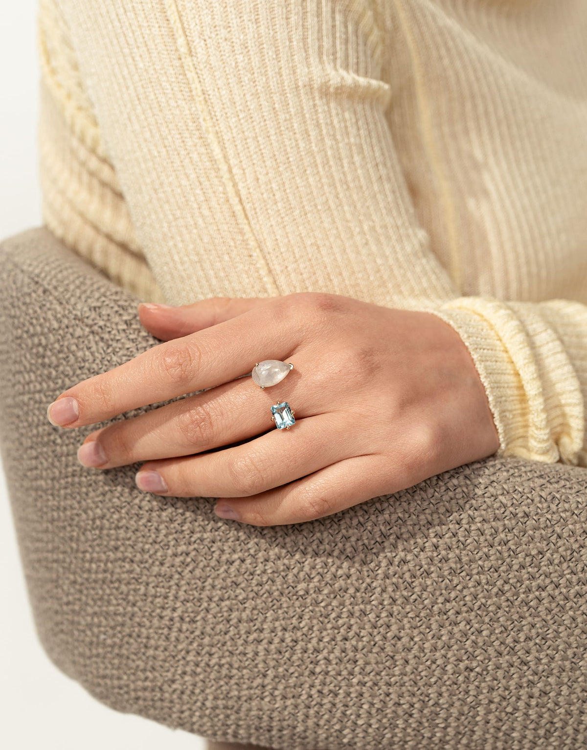 DOUBLE OCTOGONE PEAR RING