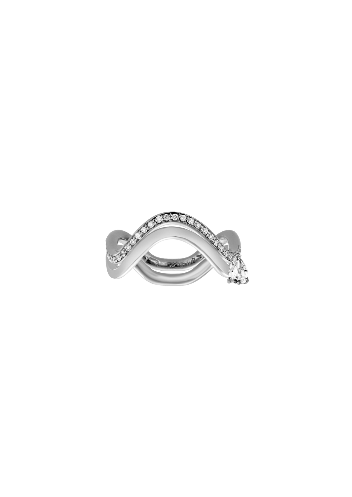 DOUBLE PETITE COMETE PEAR DIAMOND PAVÉ RING