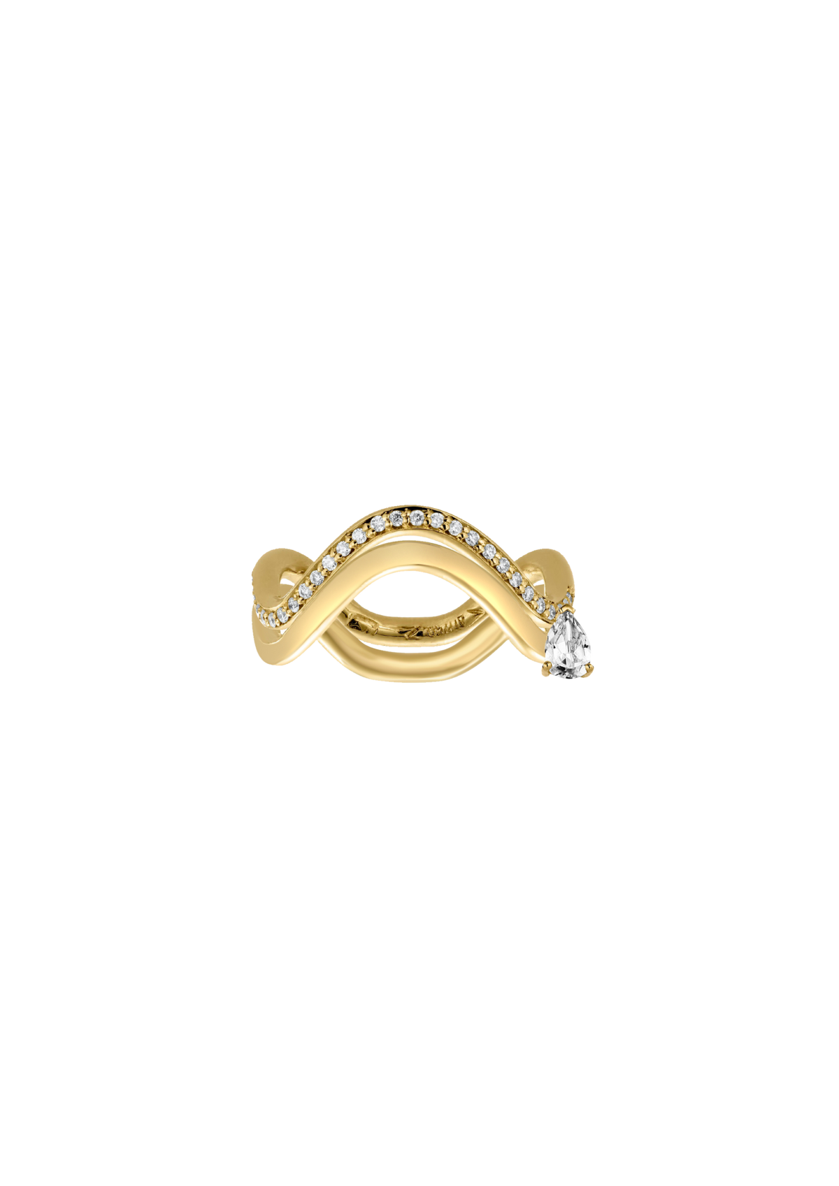 DOUBLE PETITE COMETE PEAR DIAMOND PAVÉ RING