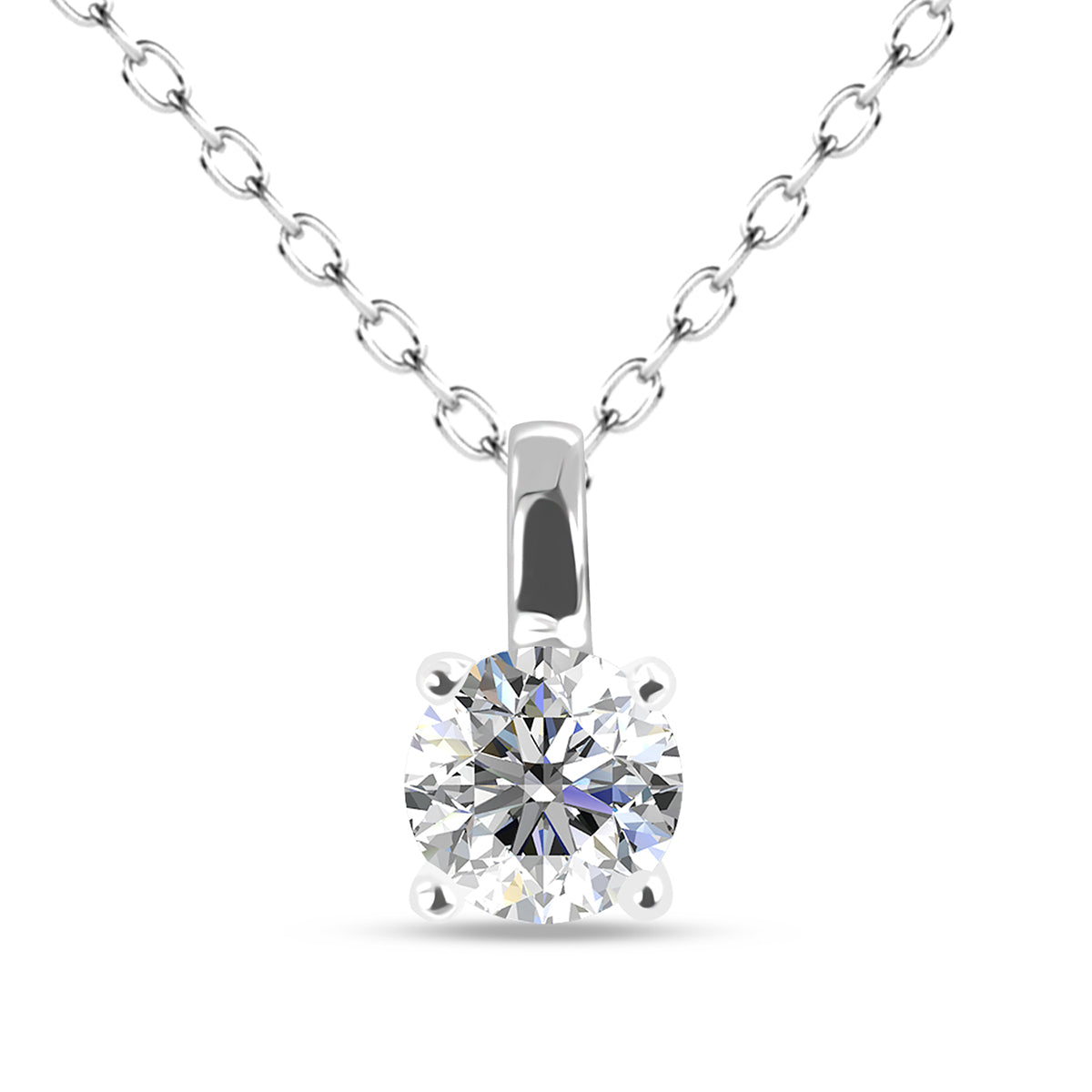 Araylia 18k White Gold Plated Necklace with Solitaire Round Cut Swarovski Crystal