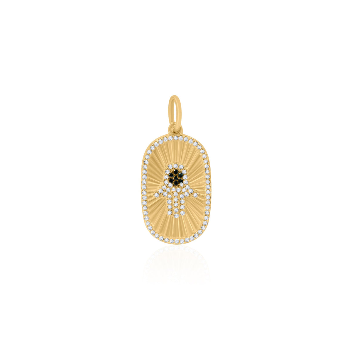 Gold Diamond and Blue Sapphire Hamsa Pendant