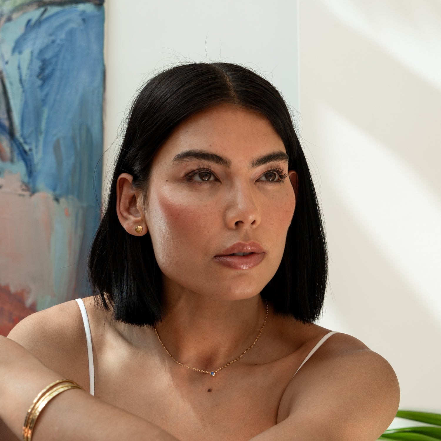 Hammered Flat Heart Nomad Studs